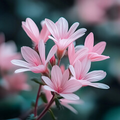 Fototapeta premium Pink flowers blooming against a soft-focus background 