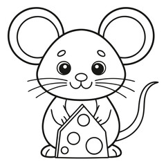 Adorable Mouse Nibbling on a Chunk of Cheese