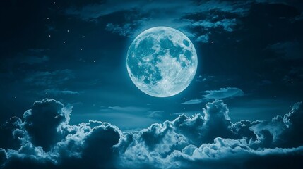 Haunting Night Sky Featuring a Full Moon