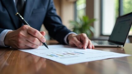 man signing paper in office