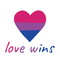 Colorful heart shape Bisexual pride flag Happy pride day LGBTQIA community Pride Month Vector hand drawn doodle for posters, stickers, logo, cards