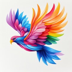 Obraz premium Colorful Parrot with Vibrant Feather Display Flying Against a Plain Background