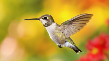 Fototapeta premium Hummingbird in Flight Vibrant Nature Photography
