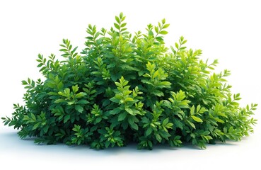 Obraz premium Green bush cut out. Dense foliage, vibrant leaves, garden, landscape, background, isolated. Tropical plant for eco design, nature scenes, environment projects. Ideal for graphic, web design, decor,