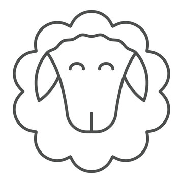 recommend clip art: Sheep face thin line icon, wild life concept. Vector graphics. Animal head with wool sign on white background, outline style icon for mobile or web design.