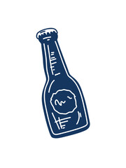 Sketchy beverage bottle with bubbles and label