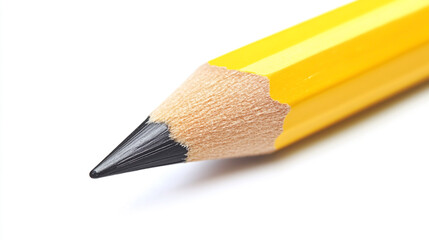 Fototapeta premium Yellow pencil, a school office tool ideal for drawing and writing, with a bright white background