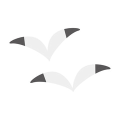 カモメのイラスト：海と空のベクター素材 - Seagull Illustration: Sea and Sky Vector Material