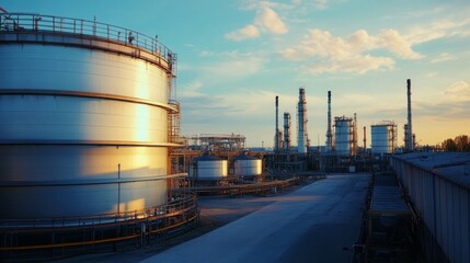 Obraz premium Oil storage tank and plant industrial.
