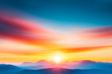 Vibrant Sunset over Mountain Range