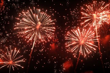 Fototapeta premium Colorful fireworks exploding in night sky during celebration event