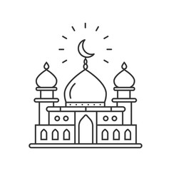 Mosque Icon for moslem praying place isolated flat style.