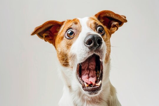 Surprised dog with open mouth