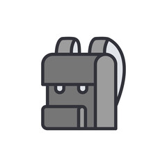 Backpack colored icons, minimalist vector illustration ,simple transparent graphic element .Isolated on white background