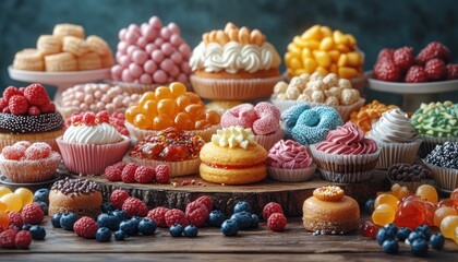 Colorful Assorted Sweets and Desserts Still Life