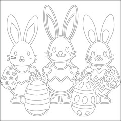 Adorable Cartoon Bunny Silhouette Set Vector Illustration, Cute Rabbit Line Art Design, Cartoon Bunny Icon