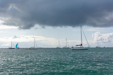 Sailing Boats on Calm Summer Sea, Brittany.