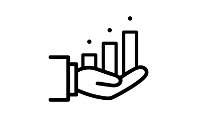 Hand and profit icon. Simple line style for web template and app. business, achievement, chart, diagram, vector illustration design on white background.