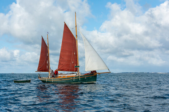 Old Traditional Sailing Boat on a Calm Sea.
