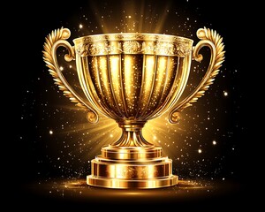 A Glowing Golden Trophy Cup Surrounded By Sparkling Light