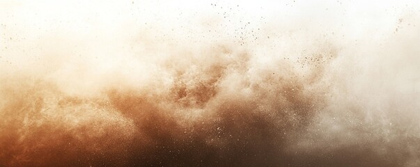 Fototapeta premium Abstract explosion of warm brown powder against a white background. Dynamic and energetic, perfect for design projects.
