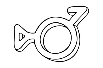 Hand drawn bigender (third gender and demiboy) gender identity icon Symbol used to represent sex and gender