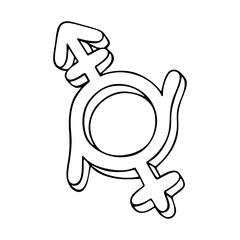 Hand drawn genderfluid (androgyne and female) gender identity icon Symbol used to represent sex and gender