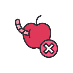 Bad apple colored icons, minimalist vector illustration ,simple transparent graphic element .Isolated on white background