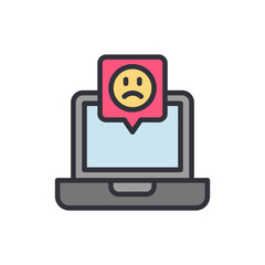 Bad laptop colored icons, minimalist vector illustration ,simple transparent graphic element .Isolated on white background