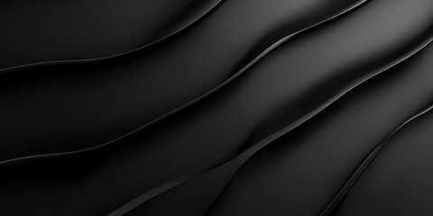 Obraz premium Abstract Black Fabric Texture with Dynamic Smooth Waves and Shadows