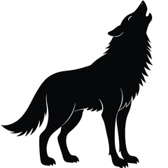 Clean Howling Wolf Silhouette Vector Illustration