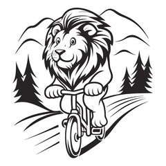 Obraz premium a Cycling Lion line art vector