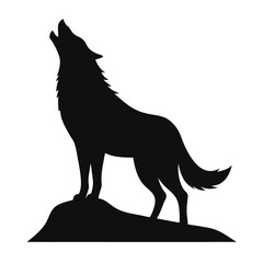 Clean Howling Wolf Silhouette Vector Illustration