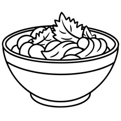 Fresh Produce in a Bowl Minimal Line Art