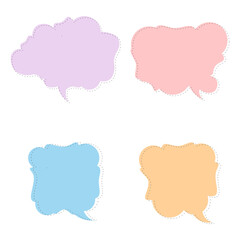 Set of text boxes or speech bubbles in pastel soft shades. Vector.