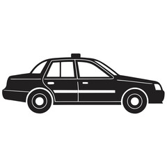 Urban Transport Taxi Silhouette in Black Vector Style