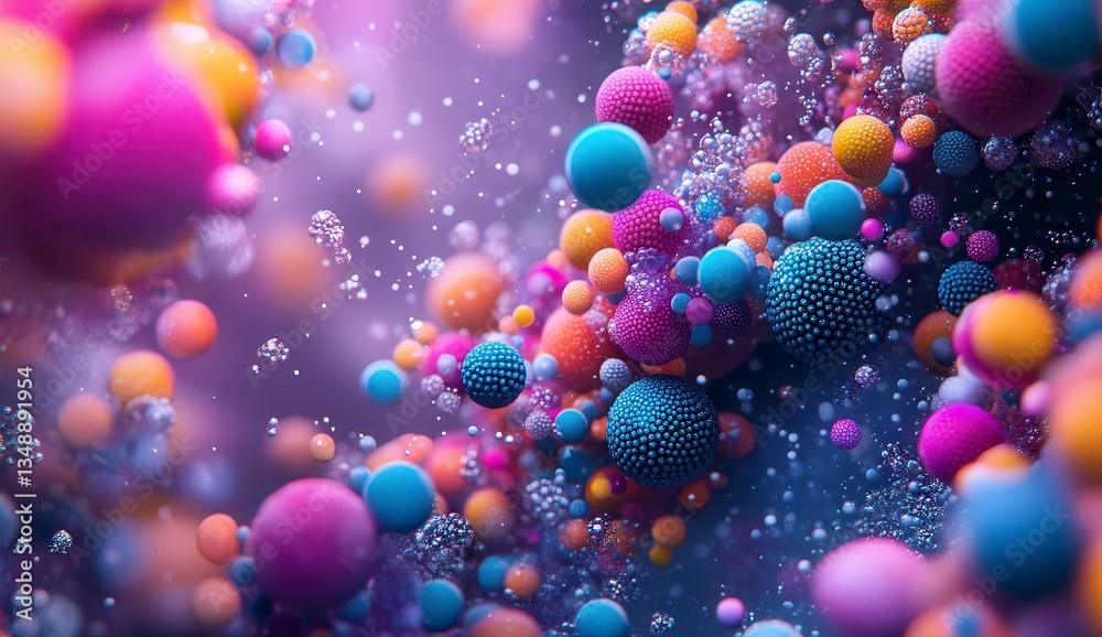 Wall mural a colorful image of many different colored balls. the image is abstract and has a playful, fun vibe