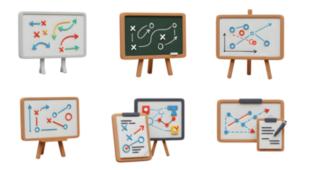 Examining Business Strategy on Whiteboards and Clipboards with Charts and Planning