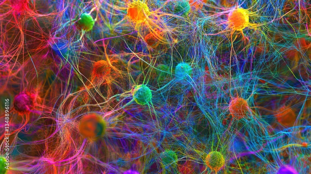 Poster a complex neural network visualization demonstrating ai-powered natural language understanding.
