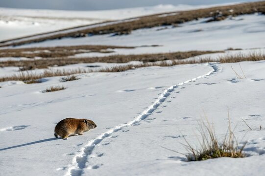 dog running in the snow