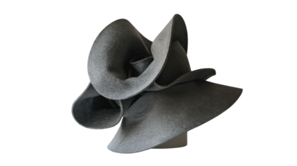 Gray wavy women's hat with transparent background