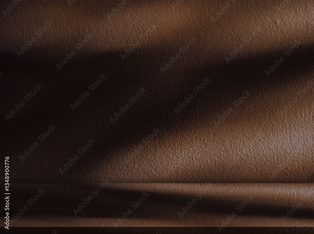 Aufkleber brown background studio with gradient light,shadow on podium stage for autumn product display presen