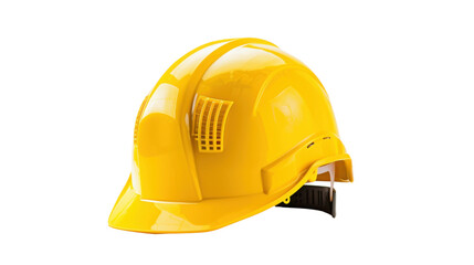 Fototapeta premium Yellow safety helmet protecting construction workers on transparent background