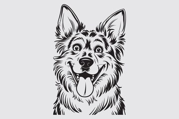 Happy Dog Portrait Silhouette Vector