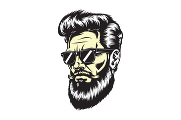 Stylish Bearded Man with Sunglasses Silhouette Vector