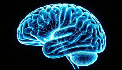 Neon Brain Illustration Creating Intricate Neural Connections  