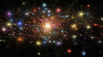 Fototapeta premium A digital network visualization with interconnected devices sharing information.