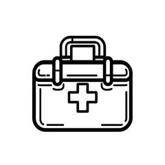 Medical first aid kit outline illustration on a white background  