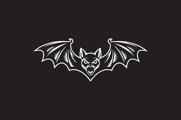 Obraz premium Fierce Bat with Spreading Wings Silhouette Vector