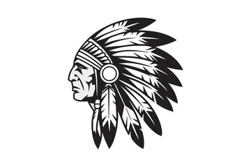 Native American chief headdress Silhouette Vector
